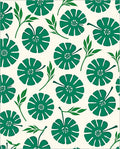 Emerald Green Floral Leaf Cluster Rug