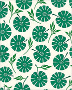 Emerald Green Floral Leaf Cluster Rug