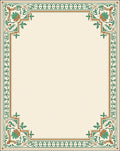 Ornate Green Floral Corner Border Rug