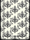 Ornate Black Damask Ivory Area Rug