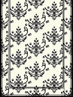 Ornate Black Damask Ivory Area Rug