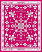 Vibrant Pink Floral Lattice Medallion Rug