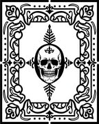 Black Skull Goth Border Medallion Rug
