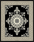Ornate Black Ivory Mandala Medallion Rug