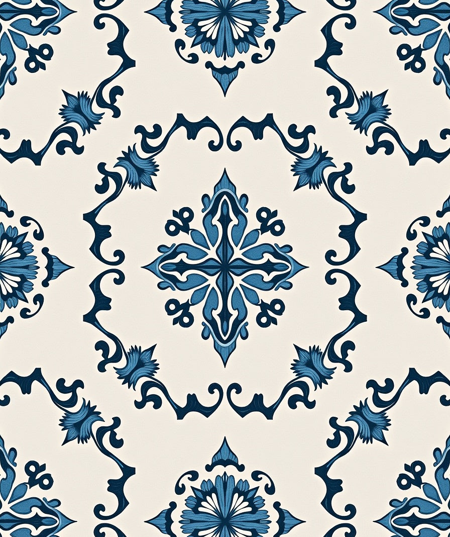 Blue Vintage Floral Medallion Rug