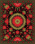 Dark Red Floral Mandala Art Rug