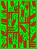 Bold Red Green Wavy Geometric Rug