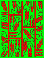 Bold Red Green Wavy Geometric Rug