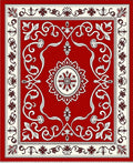 Crimson Medallion Floral Scroll Rug