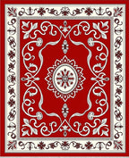 Crimson Medallion Floral Scroll Rug