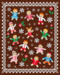 Festive Gingerbread Figures Snowy Scene Rug