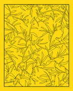 Golden Yellow Leafy Branch Arrangement Rug