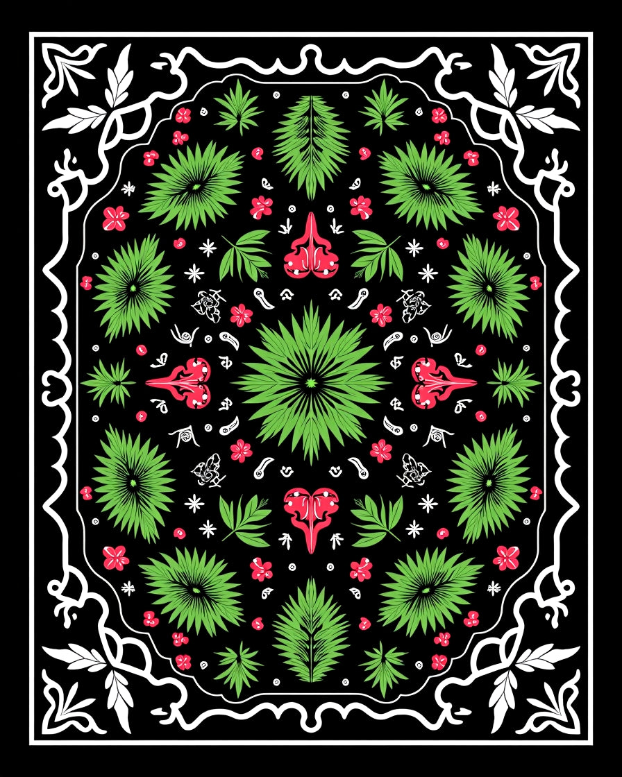 Tropical Fern and Orchid Garden Rug