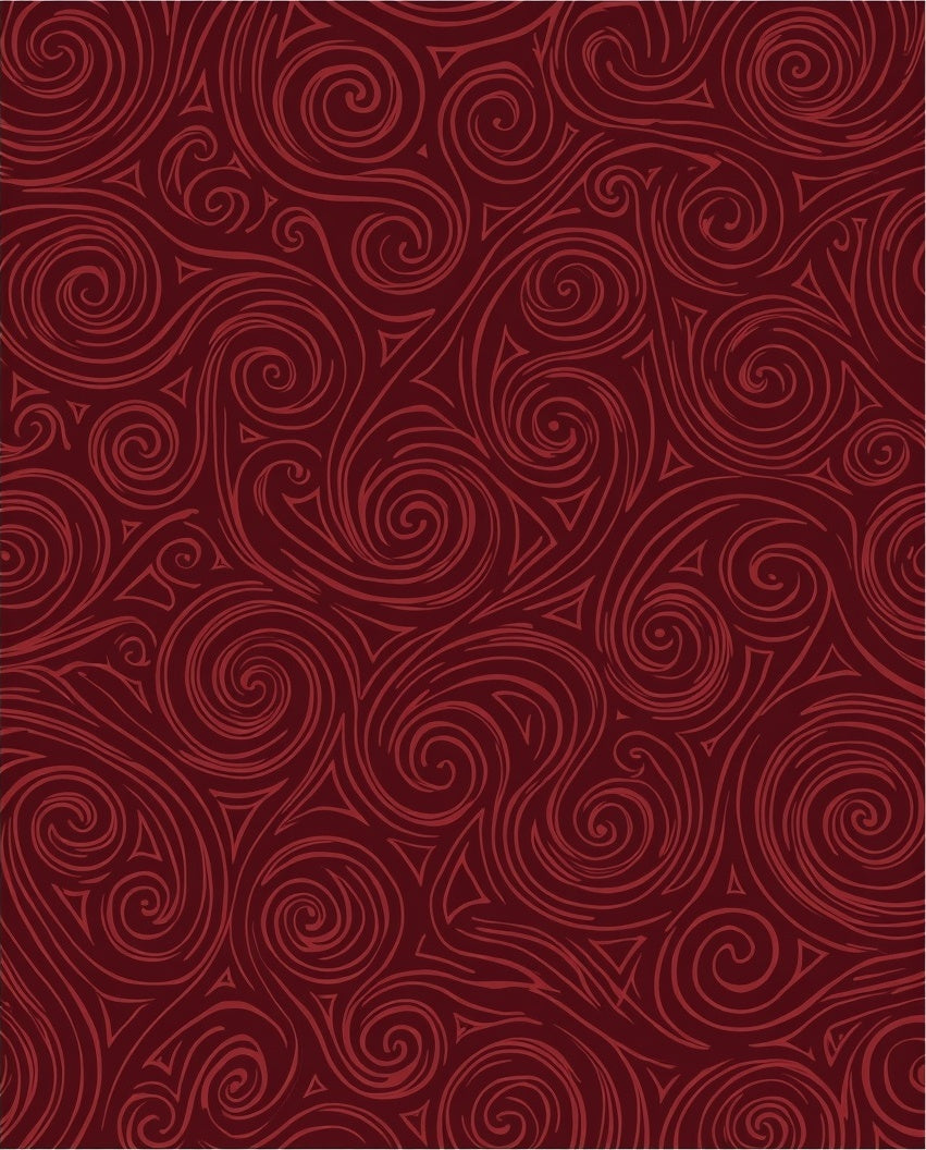 Deep Red Swirl Abstract Rug