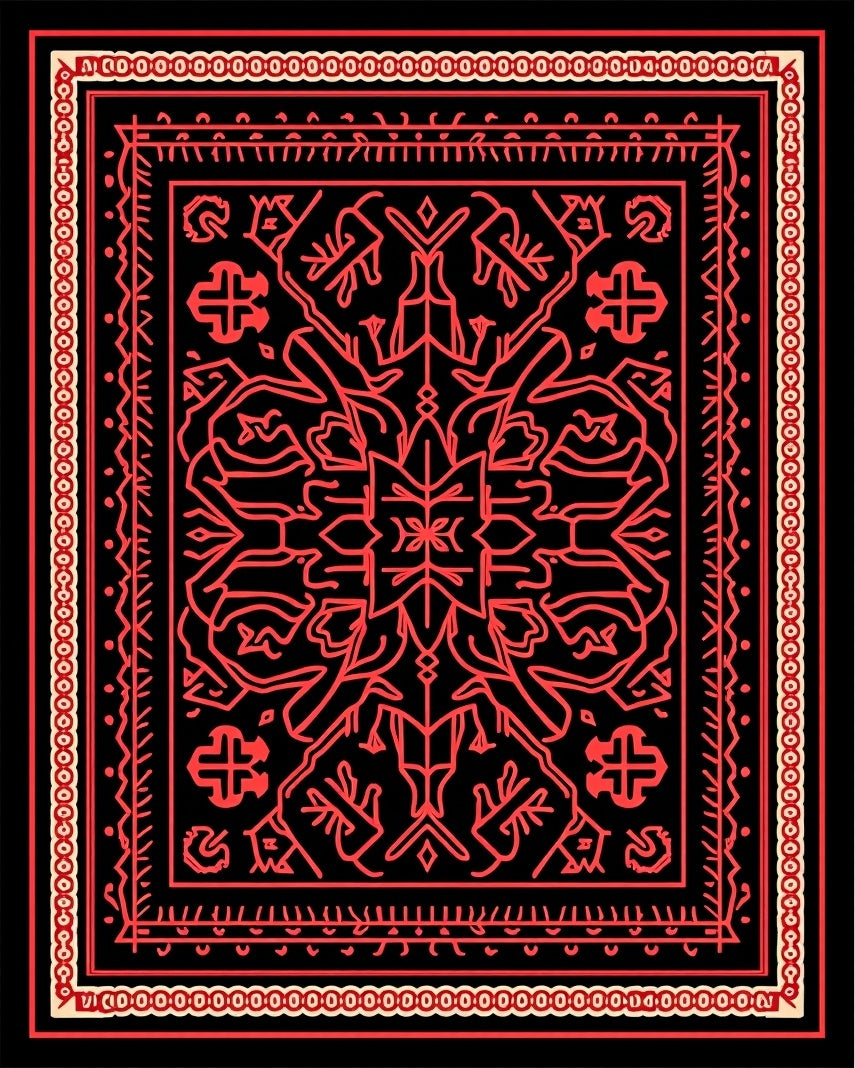Crimson Intricate Tribal Medallion Rug