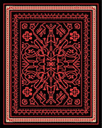 Crimson Intricate Tribal Medallion Rug
