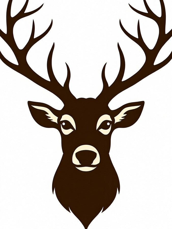 Rich Brown Antlered Deer Silhouette Rug