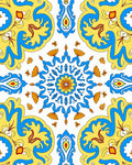 Vibrant Yellow Blue Medallion Floral Rug