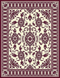 Maroon Floral Medallion Border Rug