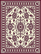 Maroon Floral Medallion Border Rug