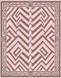Pink Olive Geometric Maze Frame Rug