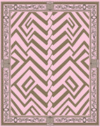Pink Olive Geometric Maze Frame Rug