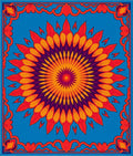 Vivid Crimson Sunburst Medallion Rug
