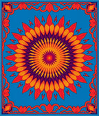 Vivid Crimson Sunburst Medallion Rug