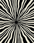 Radiating Black Cream Stripe Sunburst Rug