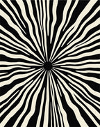 Radiating Black Cream Stripe Sunburst Rug