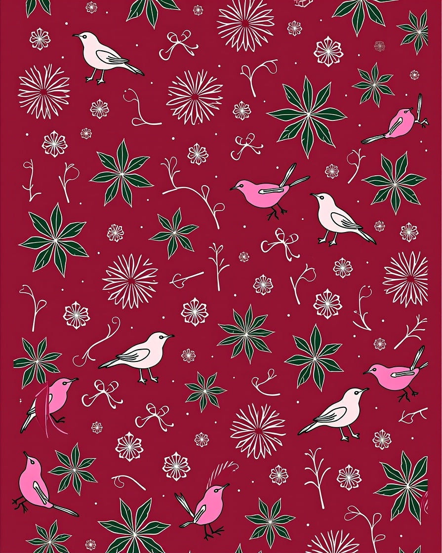 Pink and White Bird Garden Rug