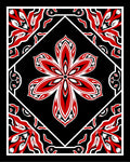 Bold Red Floral Black Diamond Rug