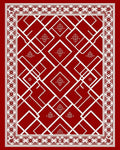 Crimson Geometric Diamond Border Medallion Rug