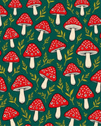 Red Mushroom Forest Whimsical Repeat Rug