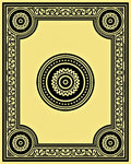 Yellow Black Sunburst Medallion Frame Rug