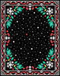 Black Snowflake Red Holly Border Rug