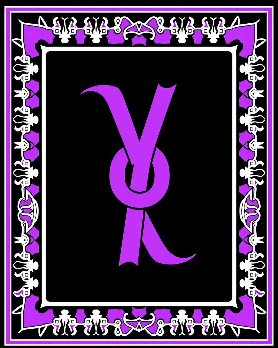 Elegant Violet Ribbon Black Framed Rug