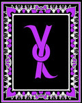 Elegant Violet Ribbon Black Framed Rug