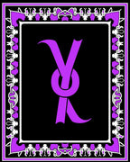 Elegant Violet Ribbon Black Framed Rug