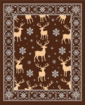 Brown Tan Reindeer Snowflake Border Rug