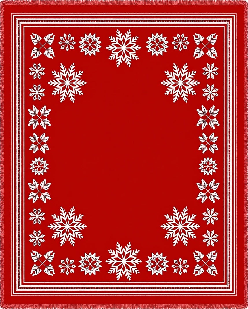 Winter White Starburst Festive Border Rug