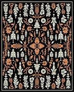 Coral And Cream Folk Floral Rug