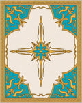 Golden Teal Art Nouveau Medallion Rug