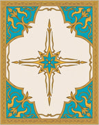 Golden Teal Art Nouveau Medallion Rug