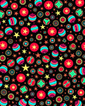 Whimsical Red Blue Star Ball Collage Rug