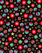Whimsical Red Blue Star Ball Collage Rug