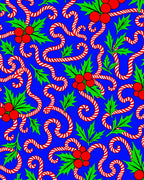 Candy Cane Holly Berry Swirls Rug
