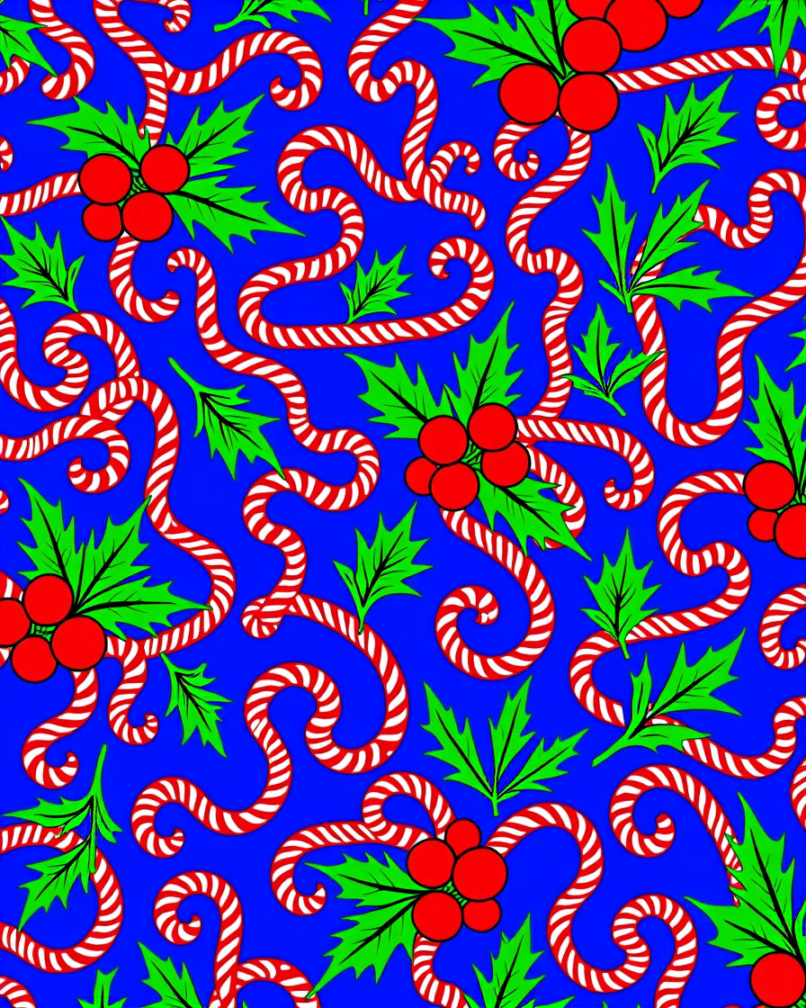 Candy Cane Holly Berry Swirls Rug