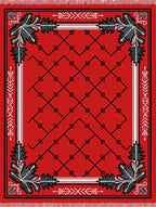 Scarlet Vine Leaf Lattice Rug