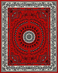 Crimson Black Floral Medallion Border Rug